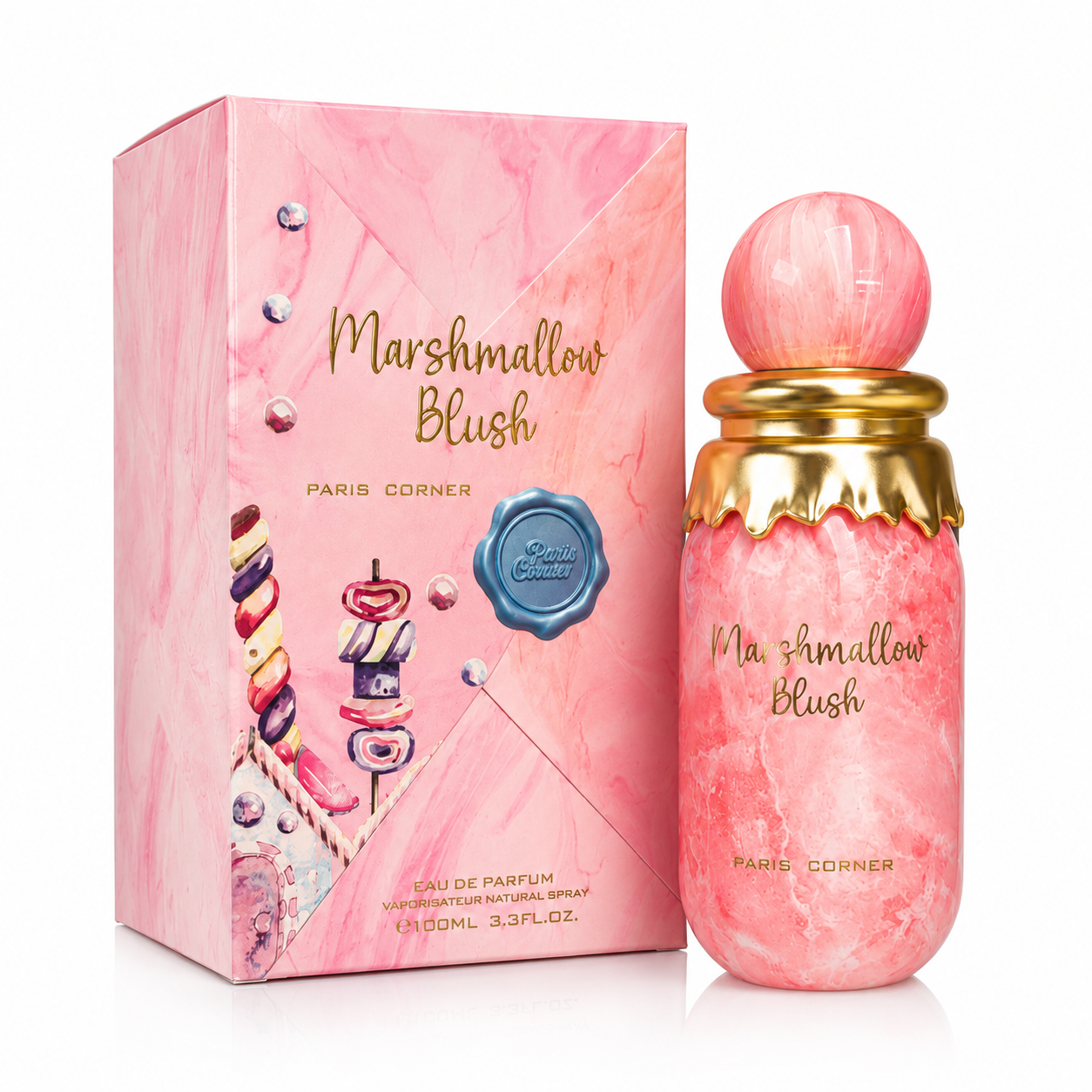 Paris Corner Marshmallow Blush Eau de Parfum 100ml | Sweet Marshmallow, Fruity & Creamy Floral Perfume for Women