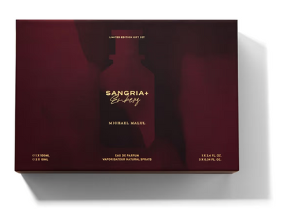 Sangria + Embers by Michael Malul London 4-Piece Gift Set for Men Eau de Parfum 3.4 oz + 3 x 0.34 oz Travel Sprays